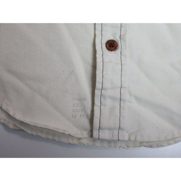 VINTAGE BOYS CREAM BEIGE SHORT SLEEVE BUTTON-UP SHIRT - CAMPUS RUGGED COUNTRY 10 - Picture 2 of 6